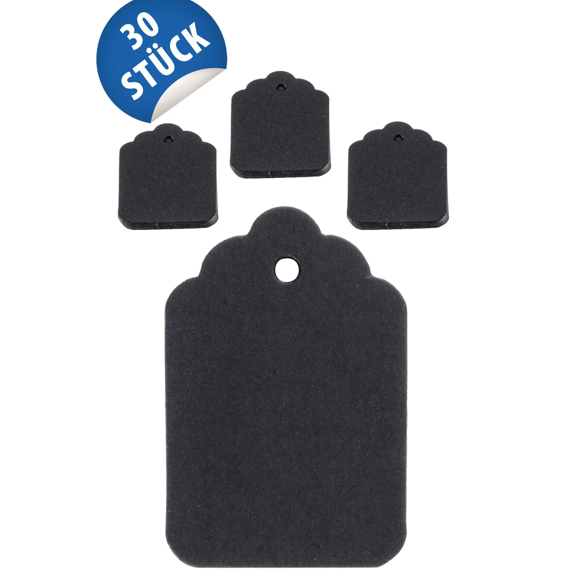 Anhängeetikett 4 x 6 cm schwarz, 30 Stück