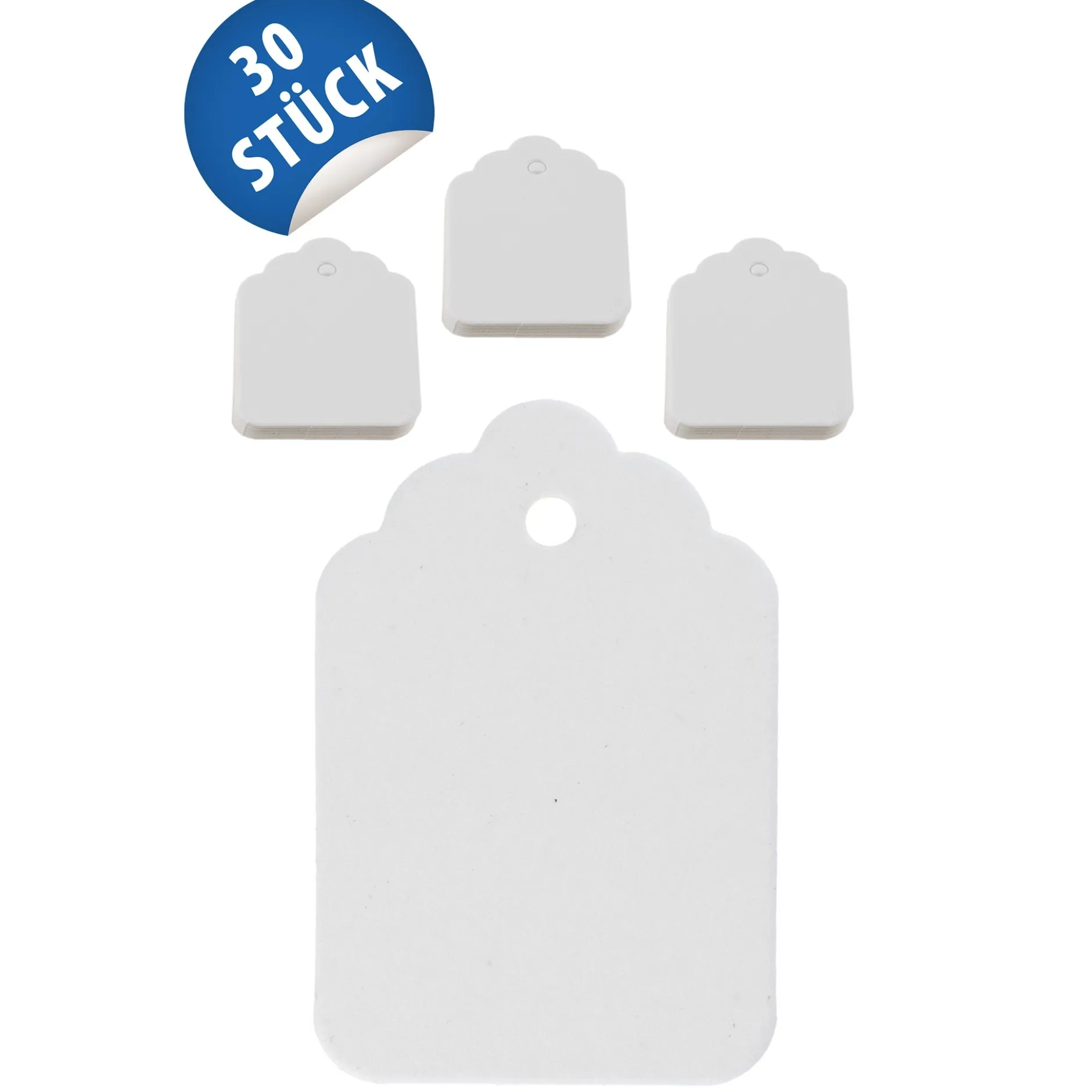Anhängeetikett 4 x 6 cm weiß, 30 Stück