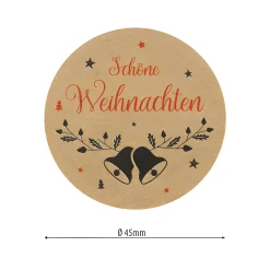 Aufkleber 'Weihnachtsgrüße' Ø 4,5 cm, braun, 48 Stück