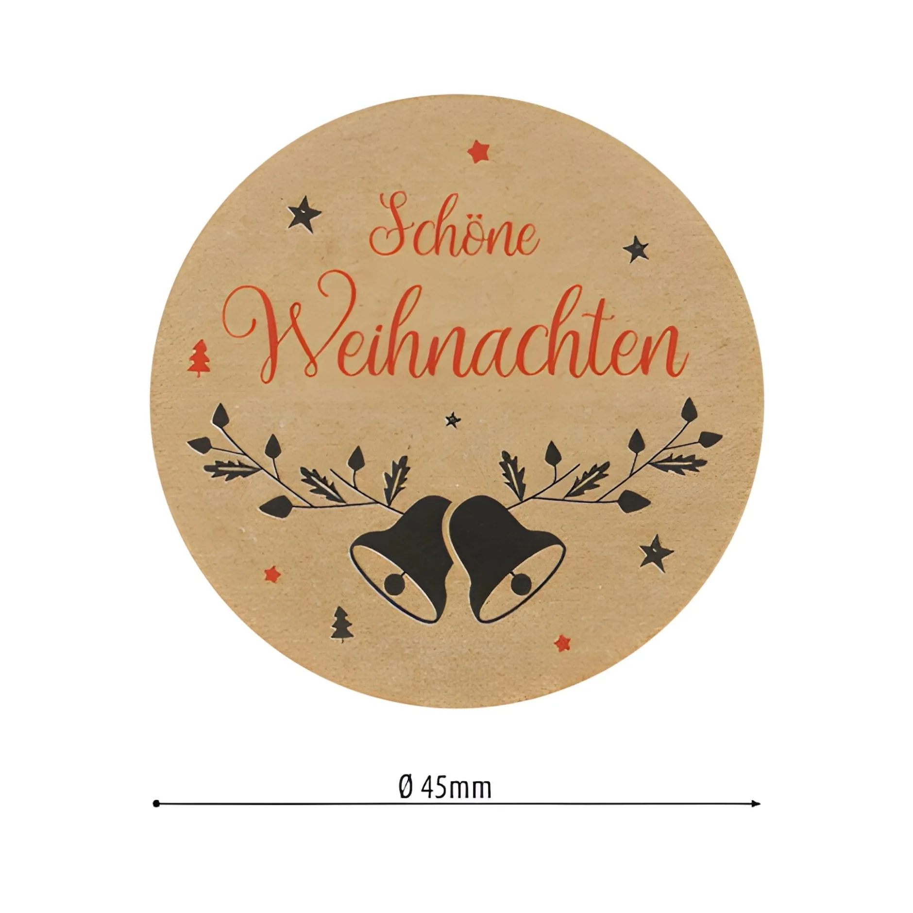 Aufkleber 'Weihnachtsgrüße' Ø 4,5 cm, braun, 48 Stück
