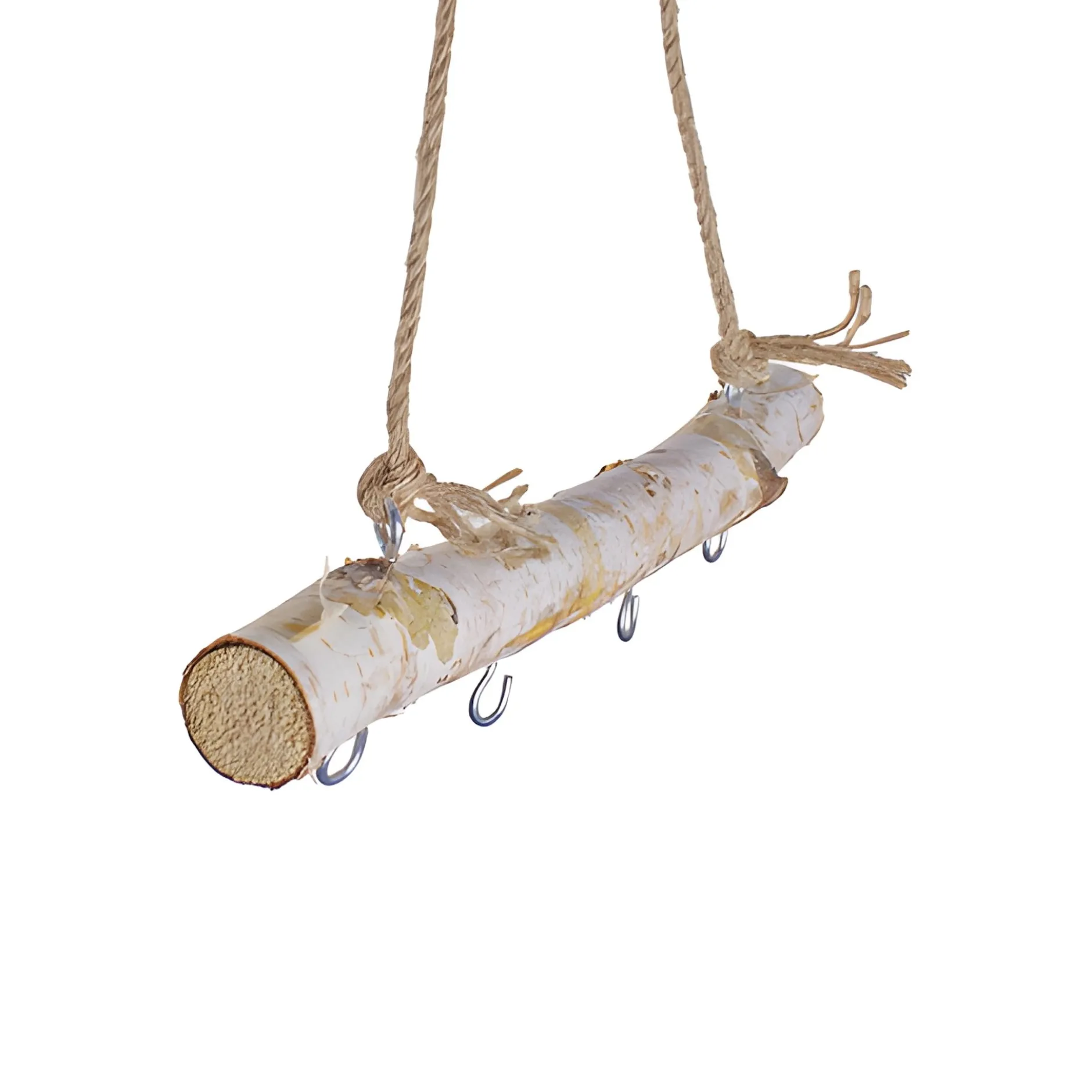 Birkenast 30 cm mit Kordelhenkel und 4 Haken