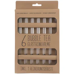 Bubble Tea Glastrinkhalme 21 cm, Ø 14 mm, 6 Stück