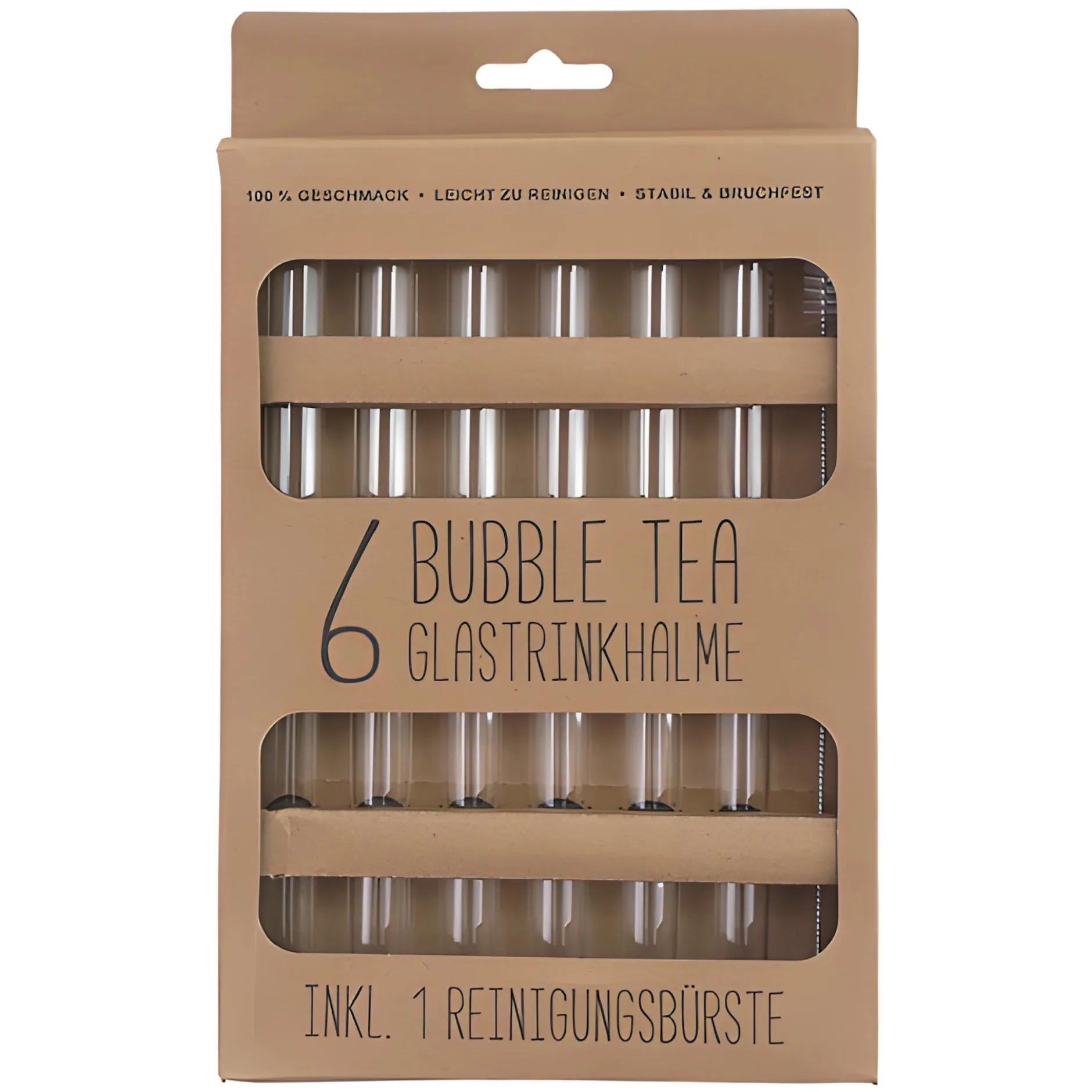 Bubble Tea Glastrinkhalme 21 cm, Ø 14 mm, 6 Stück