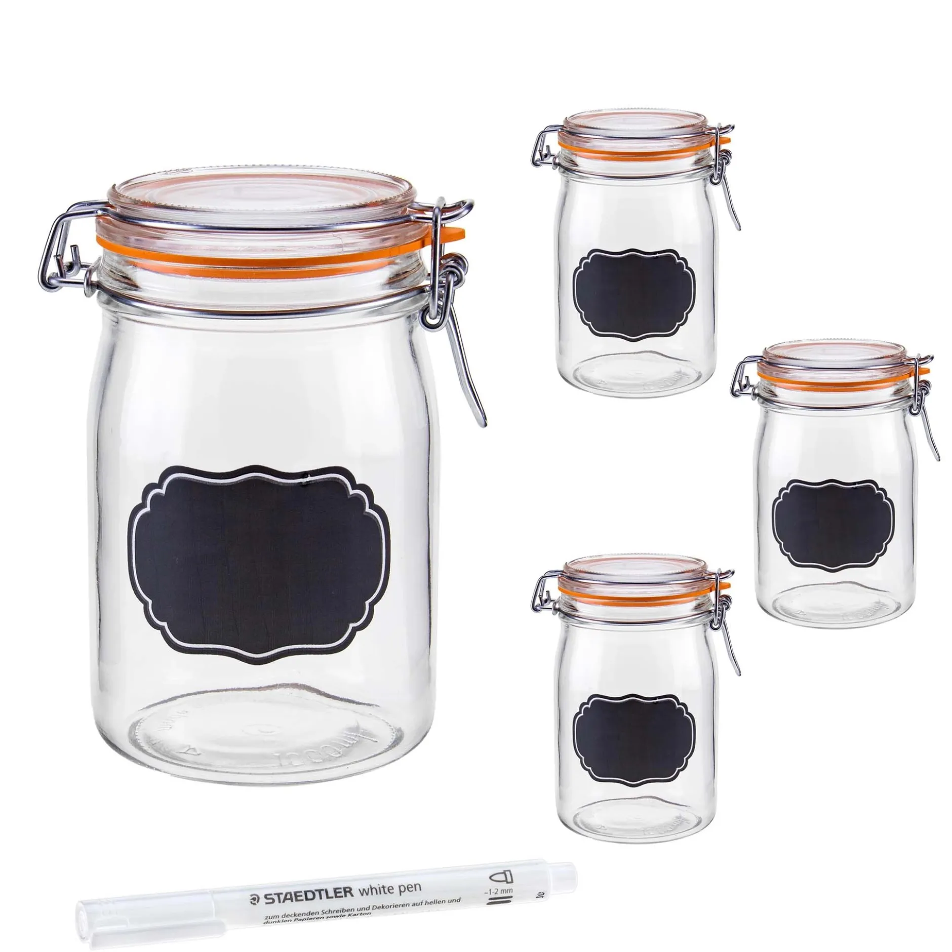 Ermetico 1000 ml mit Tafel, 4er Set