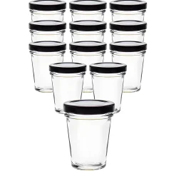 12er Set Becherglas 65 ml TO 58 mit Deckel schwarz