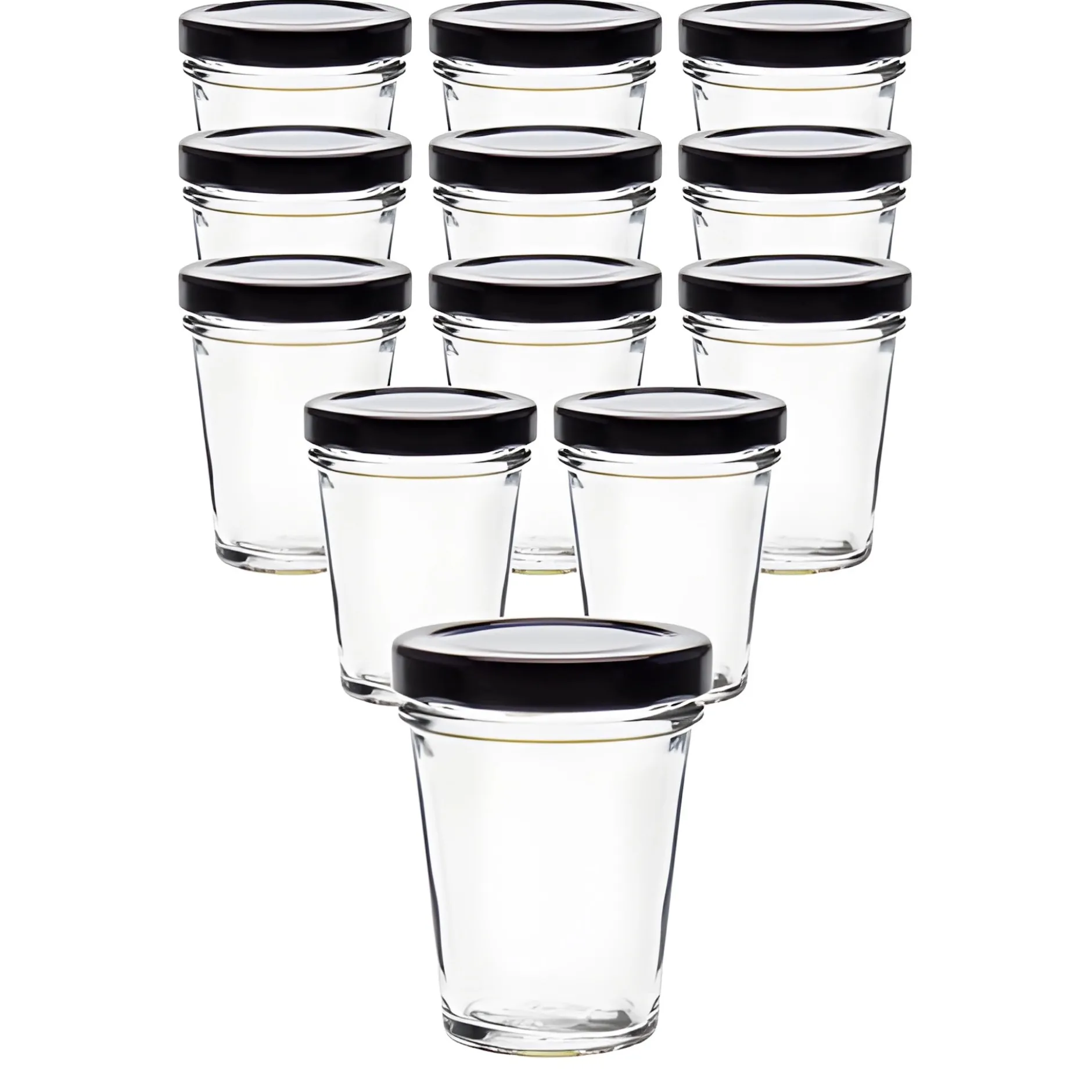 12er Set Becherglas 65 ml TO 58 mit Deckel schwarz