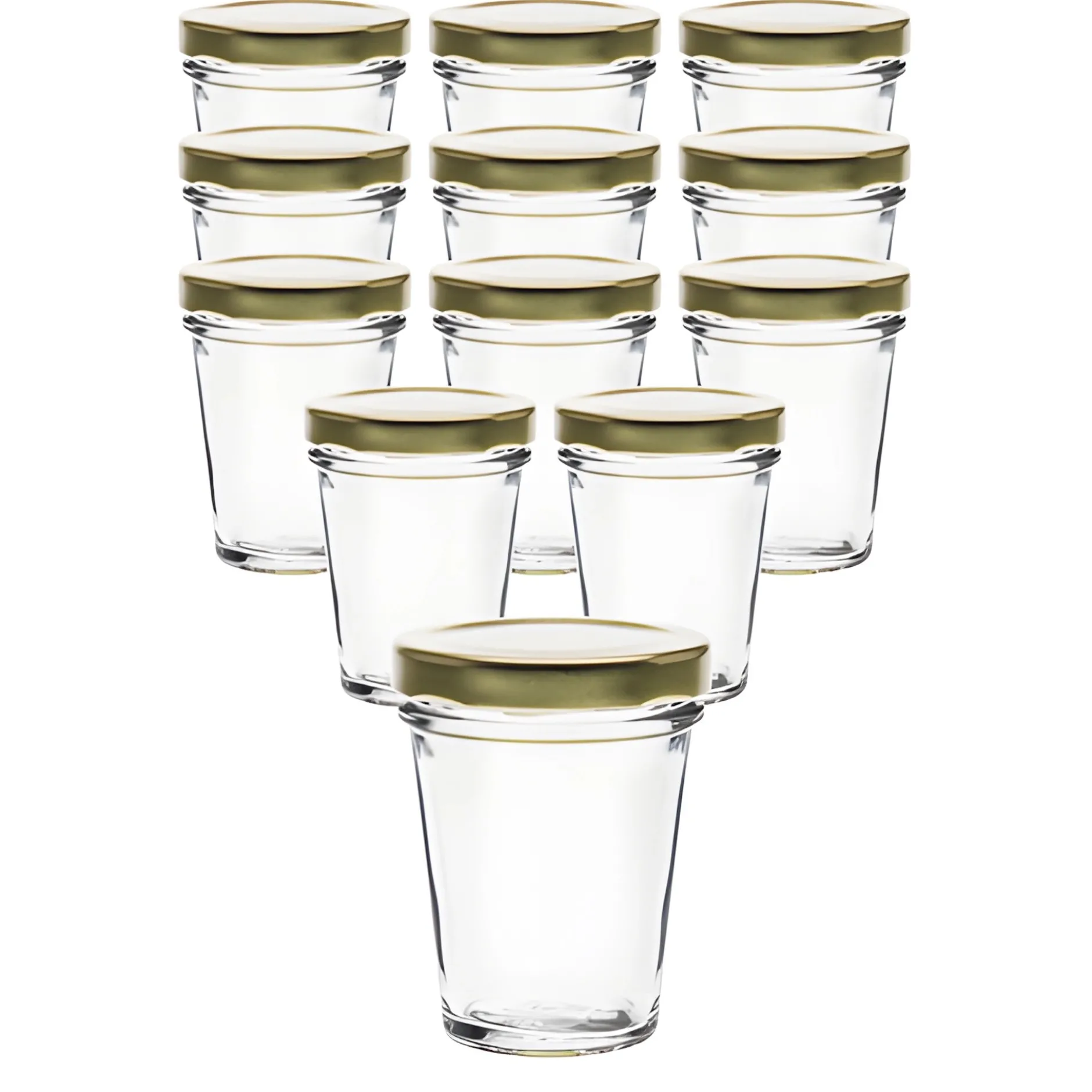 12er Set Becherglas 65 ml TO 58 mit Deckel gold