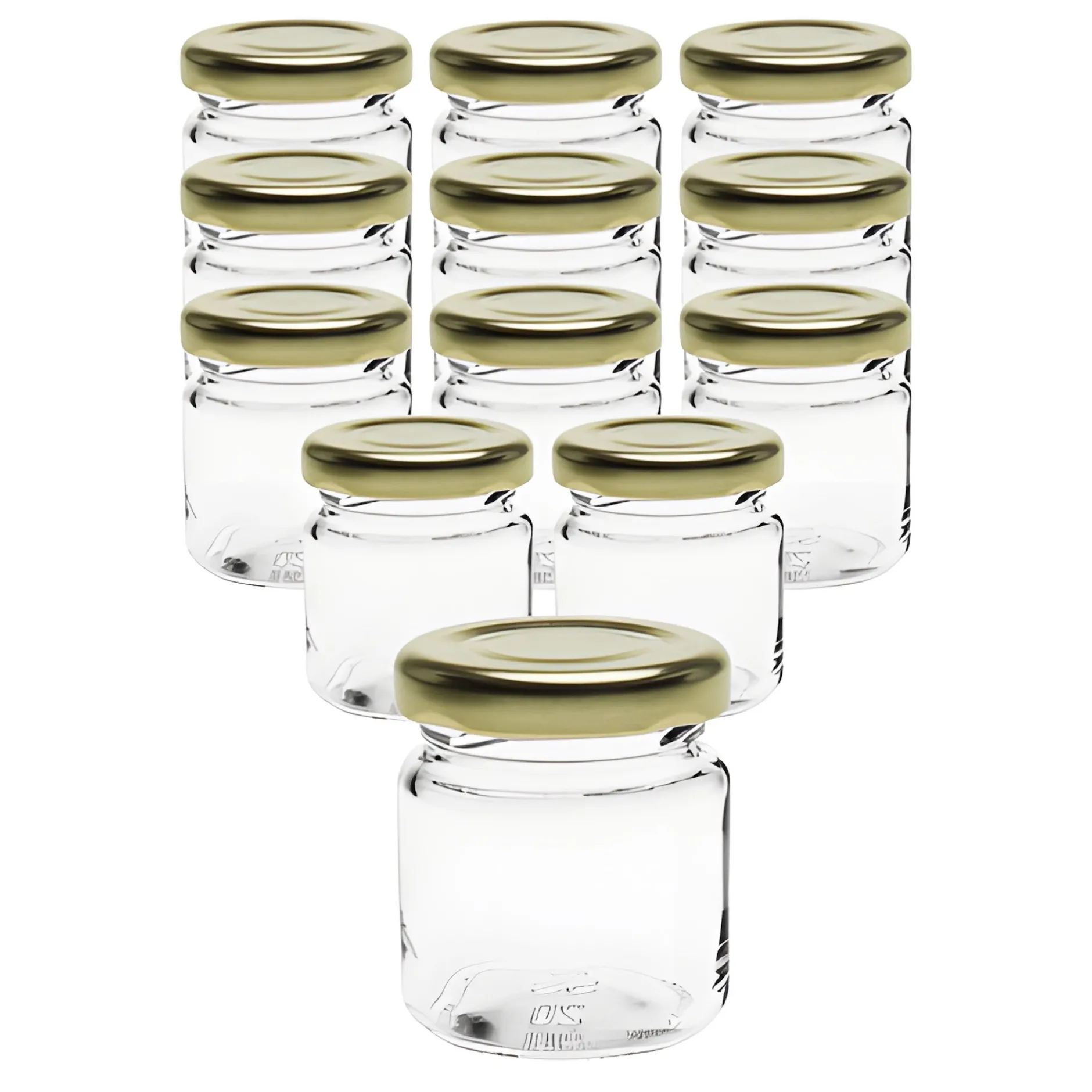 12er Set Rundglas 53 ml mit Deckel gold