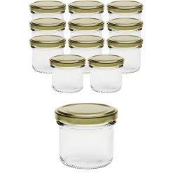 12er Set Sturzglas 125 ml mit Deckel gold