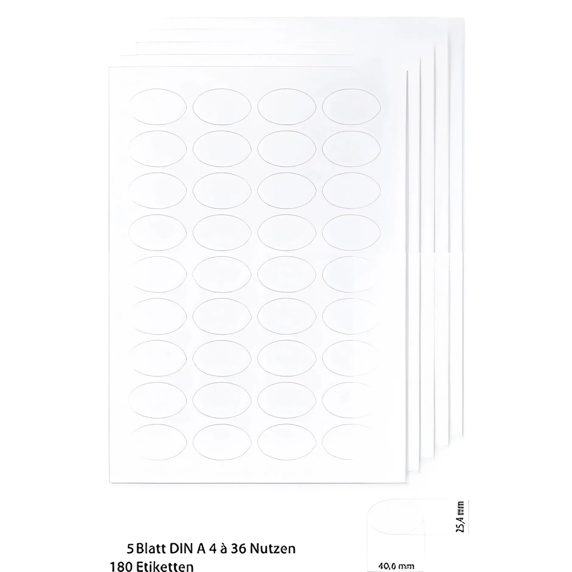 Etiketten oval 40,6 x 25,4 mm weiß - 5 Blatt A4