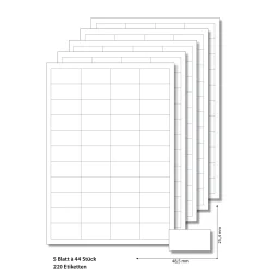 Etiketten 48,5 x 25,4 mm weiß - 5 Blatt A4