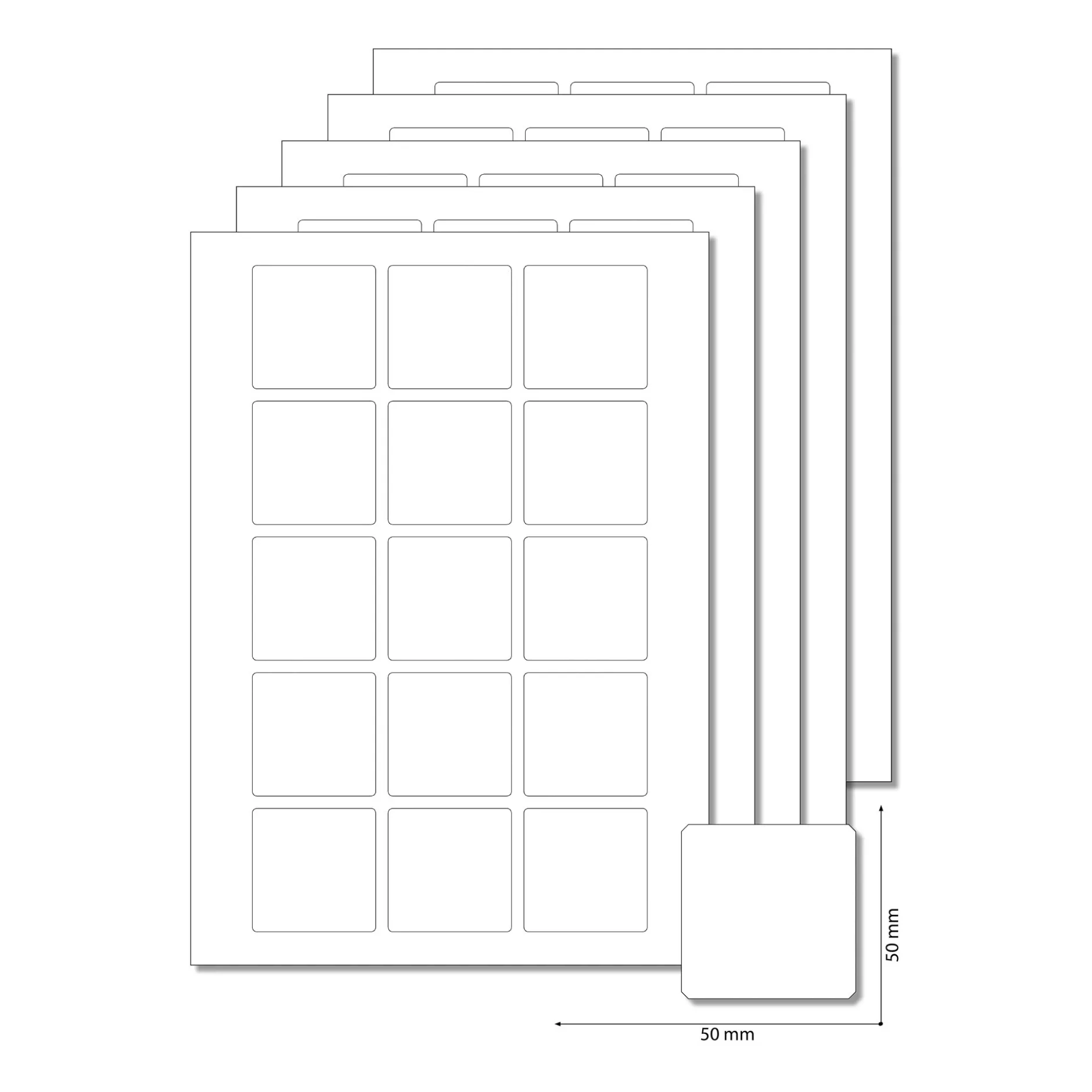 Etiketten 50 x 50 mm weiß - 5 Blatt A4