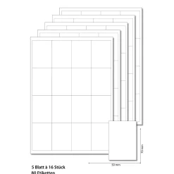 Etiketten 50 x 70 mm weiß - 5 Blatt A4