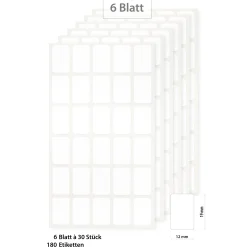 Etiketten 19 x 12 mm, weiß, 180 Stück