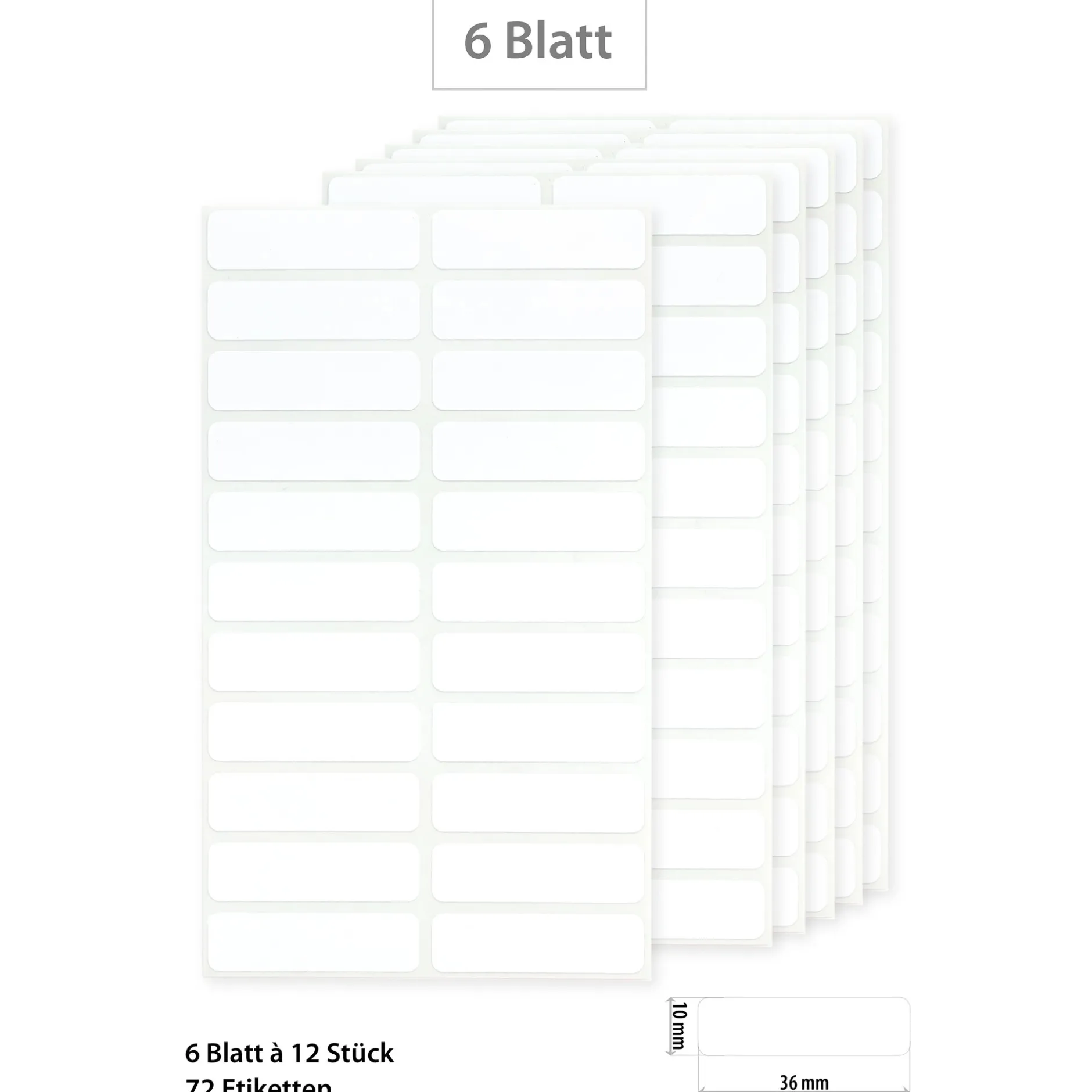 Etiketten 36 x 10 mm, weiß, 132 Stück