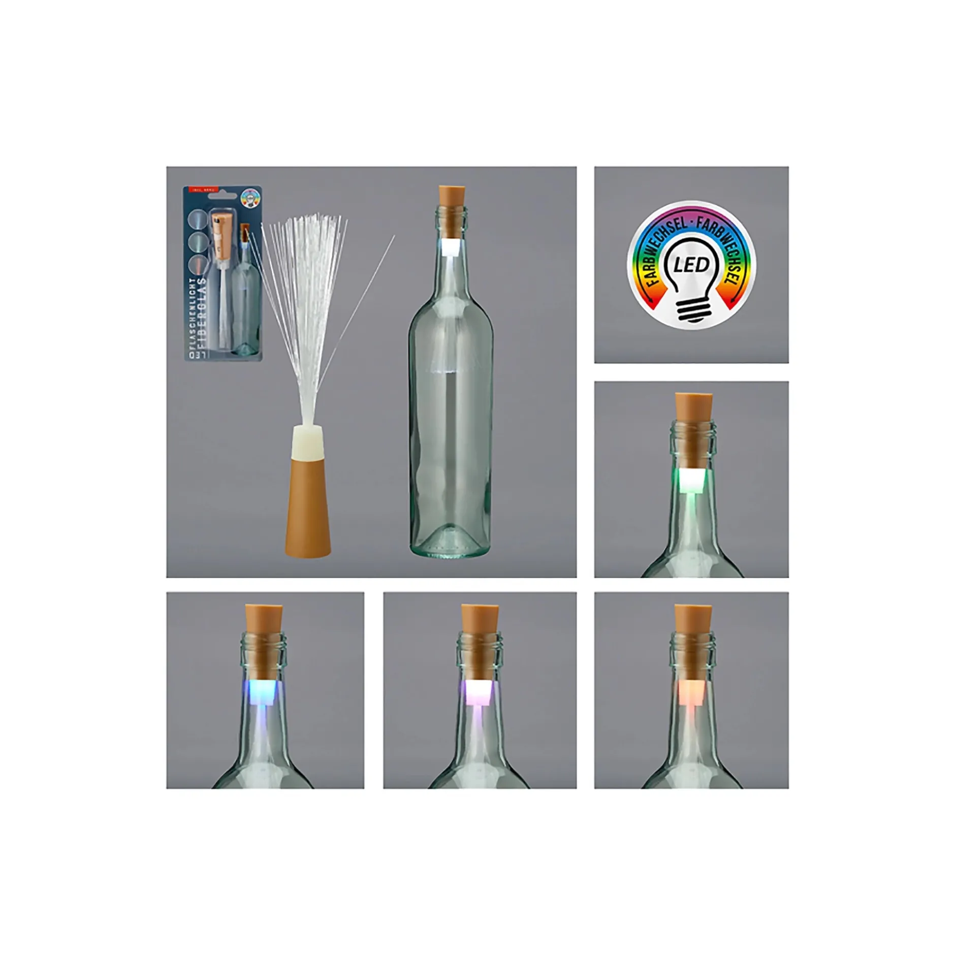 Flaschenlicht LED mit Fiberglas / Farbwechsel