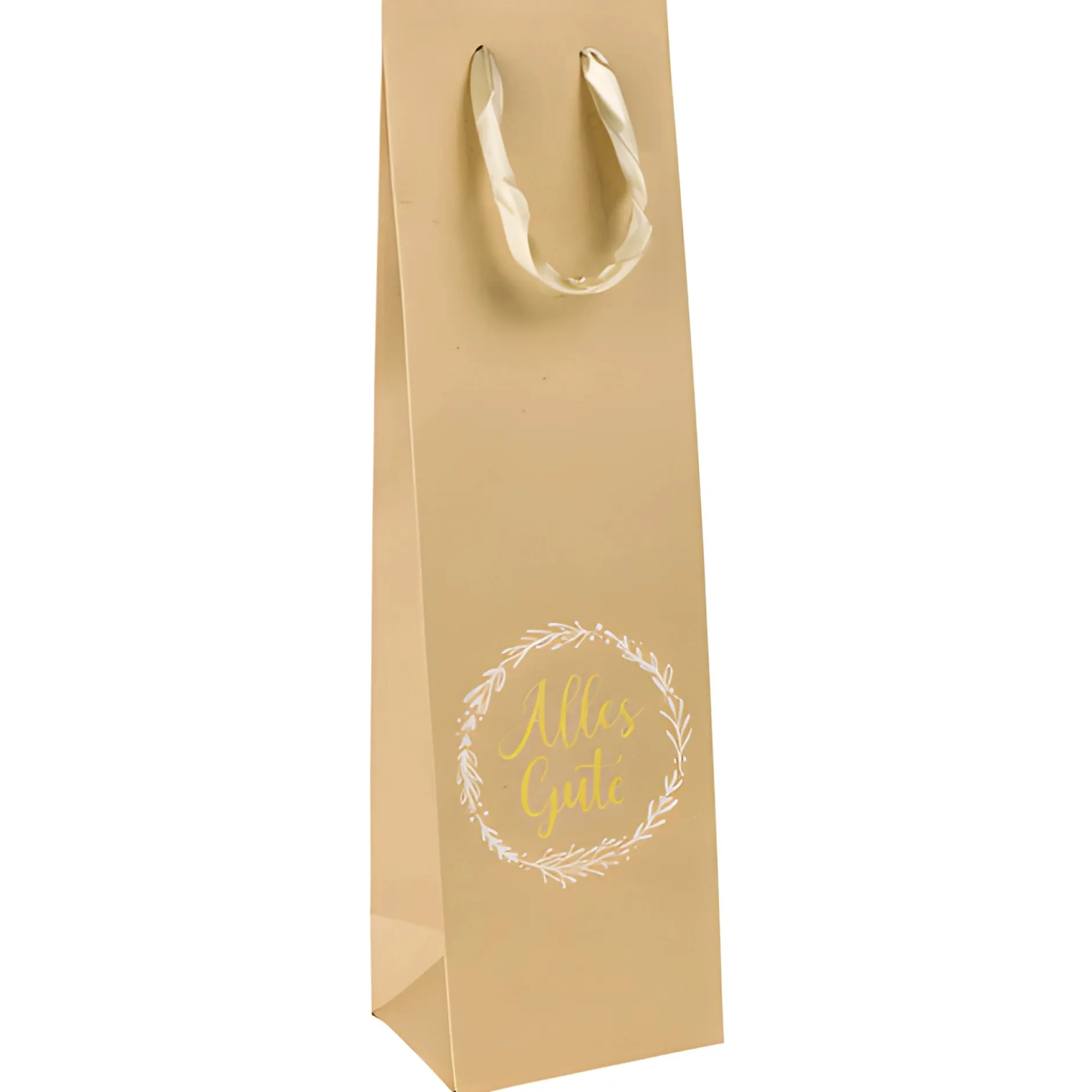 Flaschentasche 'Alles Gute' natur, 10 x 8 x 35 cm