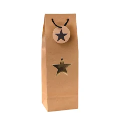 Flaschentasche 'Stern' gold metallic, 12 x 10 x 36 cm