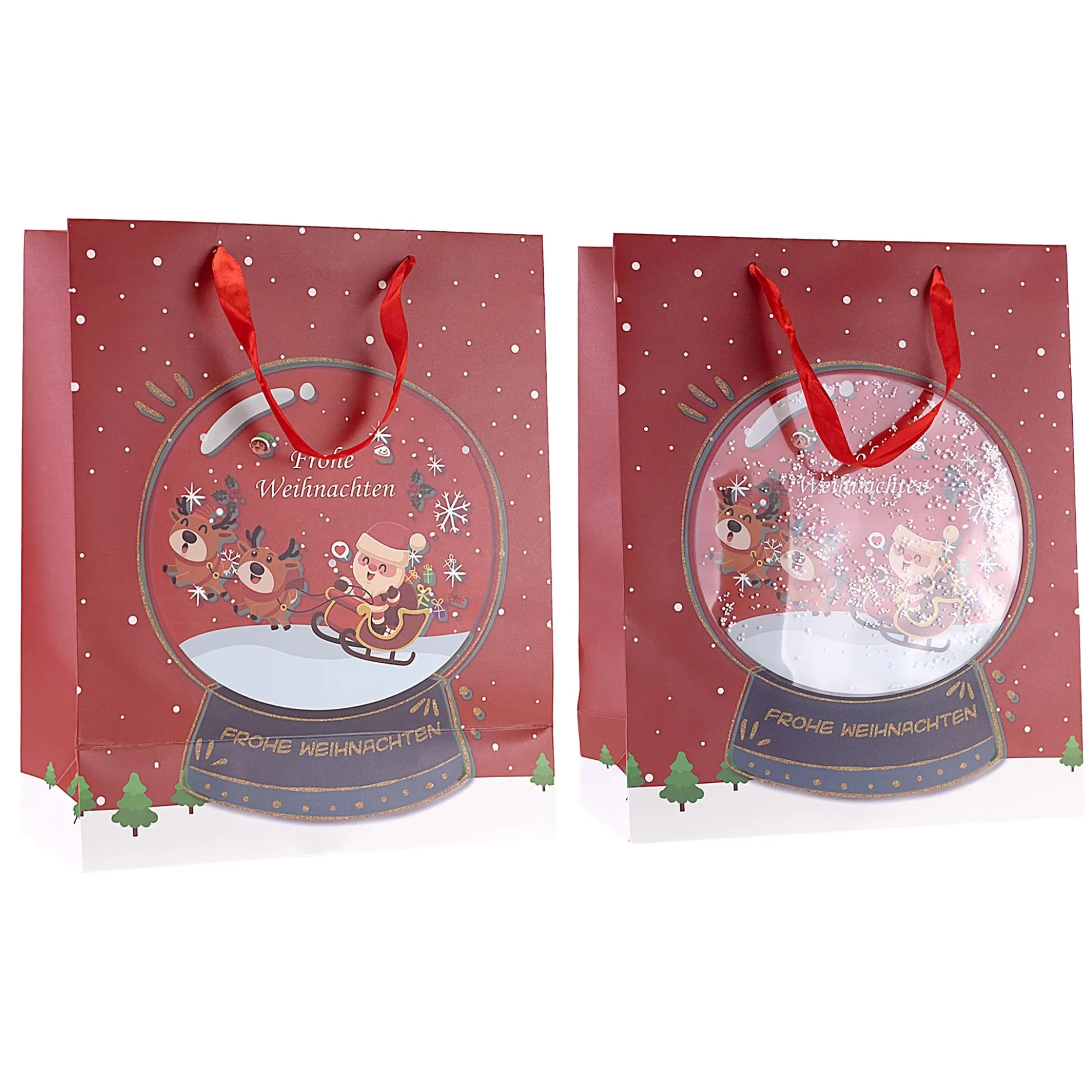 Geschenktüte 'Schneekugel' rot, groß