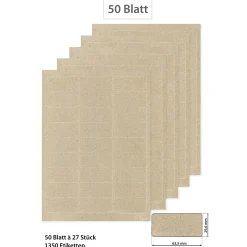 Grasetiketten 63,5 x 29,6 mm, 50 Blatt A4, 1350 Stück
