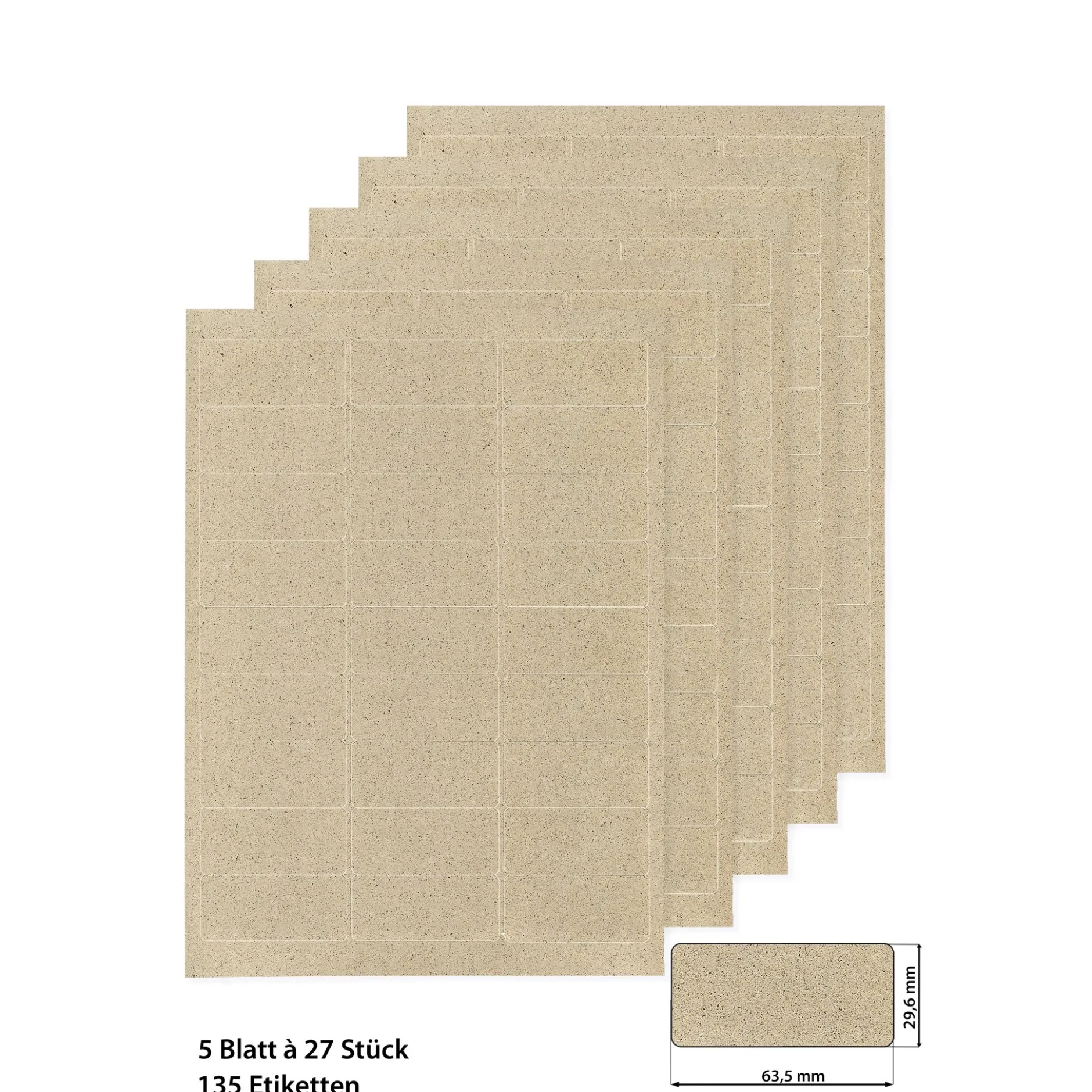 Grasetiketten 63,5 x 29,6 mm, 5 Blatt A4, 135 Stück