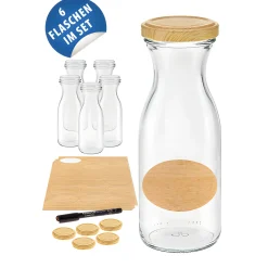 Karaffenflasche 250 ml 'Holzdekor', 6er Set