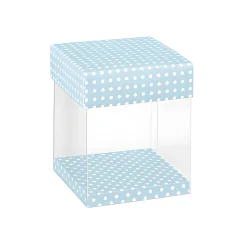Klarsichtschachtel 80 x 80 x 90 mm blau gepunktet
