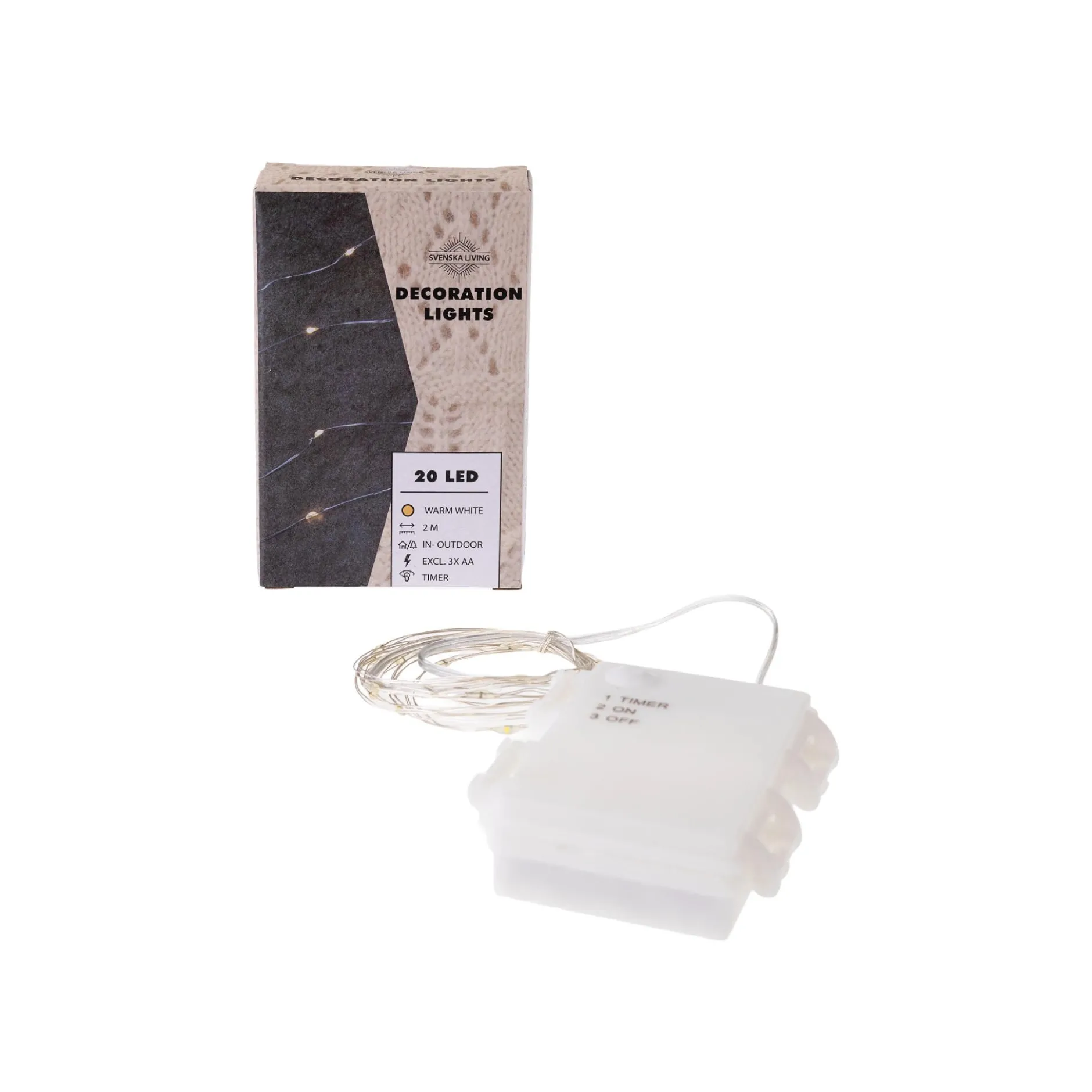 Lichterkette Outdoor 20 LEDs, warmweiß mit Timer