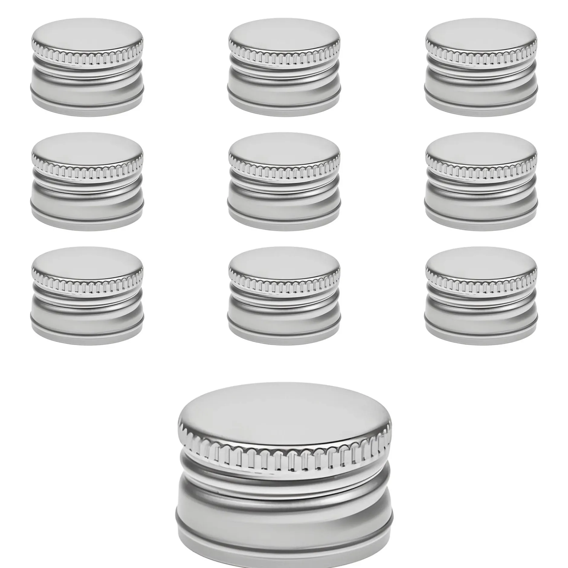 PP 31,5 silber Aluminium ohne Rollrand, 10 Stück