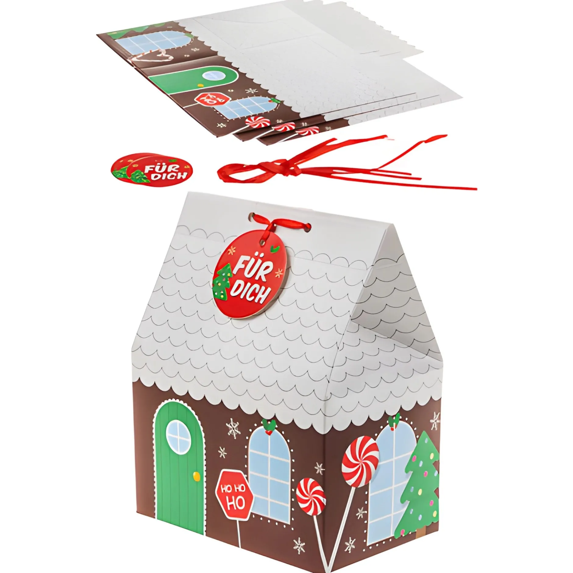 Schachtel-Set 'Weihnachtshaus' 11,5 x 7,5 x 15 cm, 12-teilig