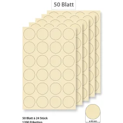 Steffis Etiketten rund 40 mm creme - 50 Blatt A4