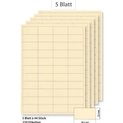 Steffis Etiketten 48,5 x 25,4 mm creme - 5 Blatt A4