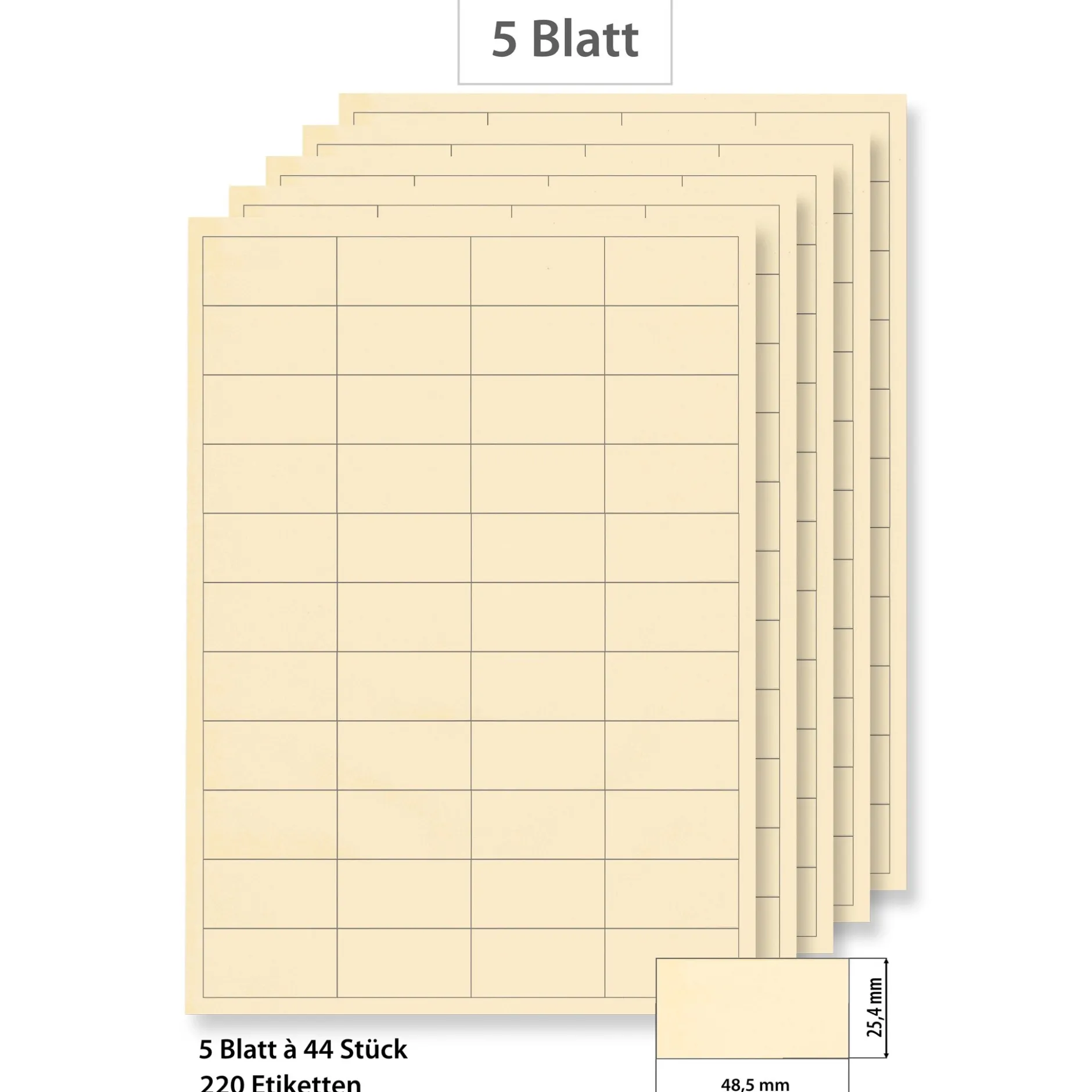 Steffis Etiketten 48,5 x 25,4 mm creme - 5 Blatt A4