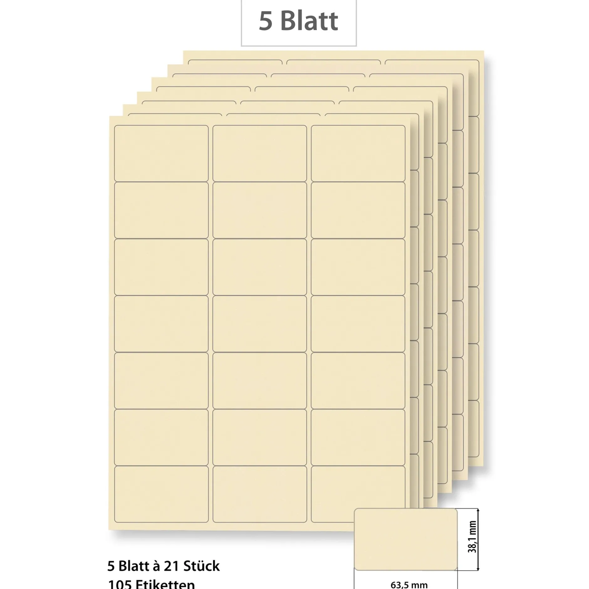 Steffis Etiketten 63,5 x 38,1 mm creme - 5 Blatt A4