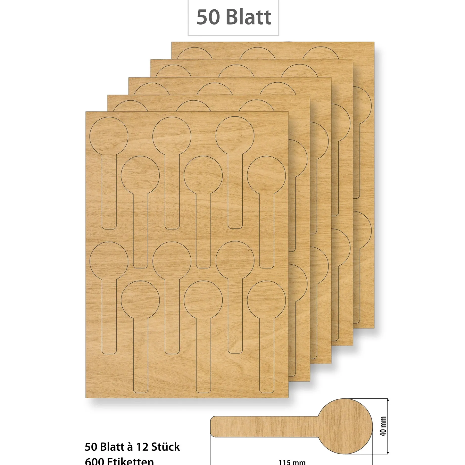 Steffis Siegeletiketten Holzdekor - 50 Blatt A4