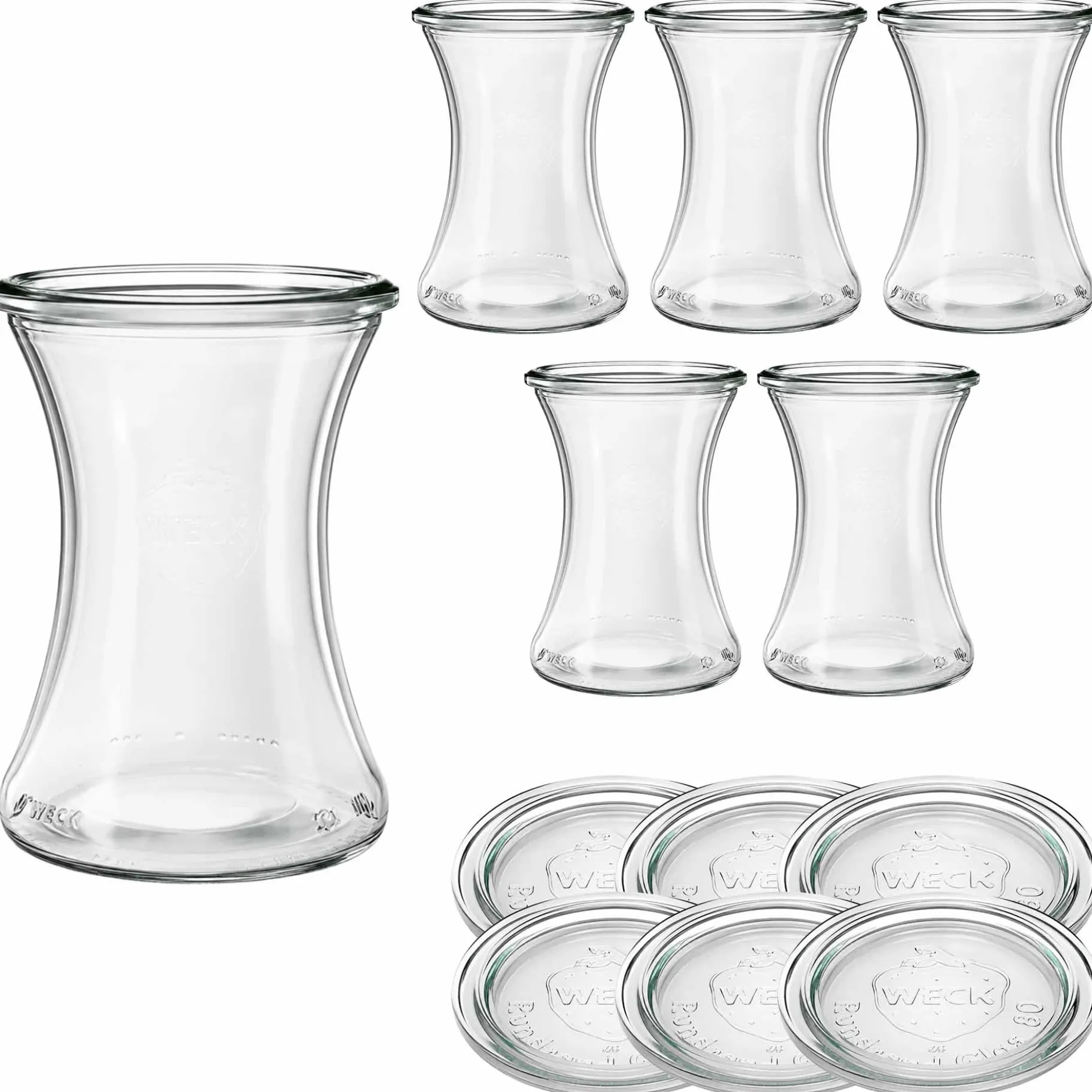 WECK-Delikatessenglas 370 ml mit Glasdeckel, 6 Stück