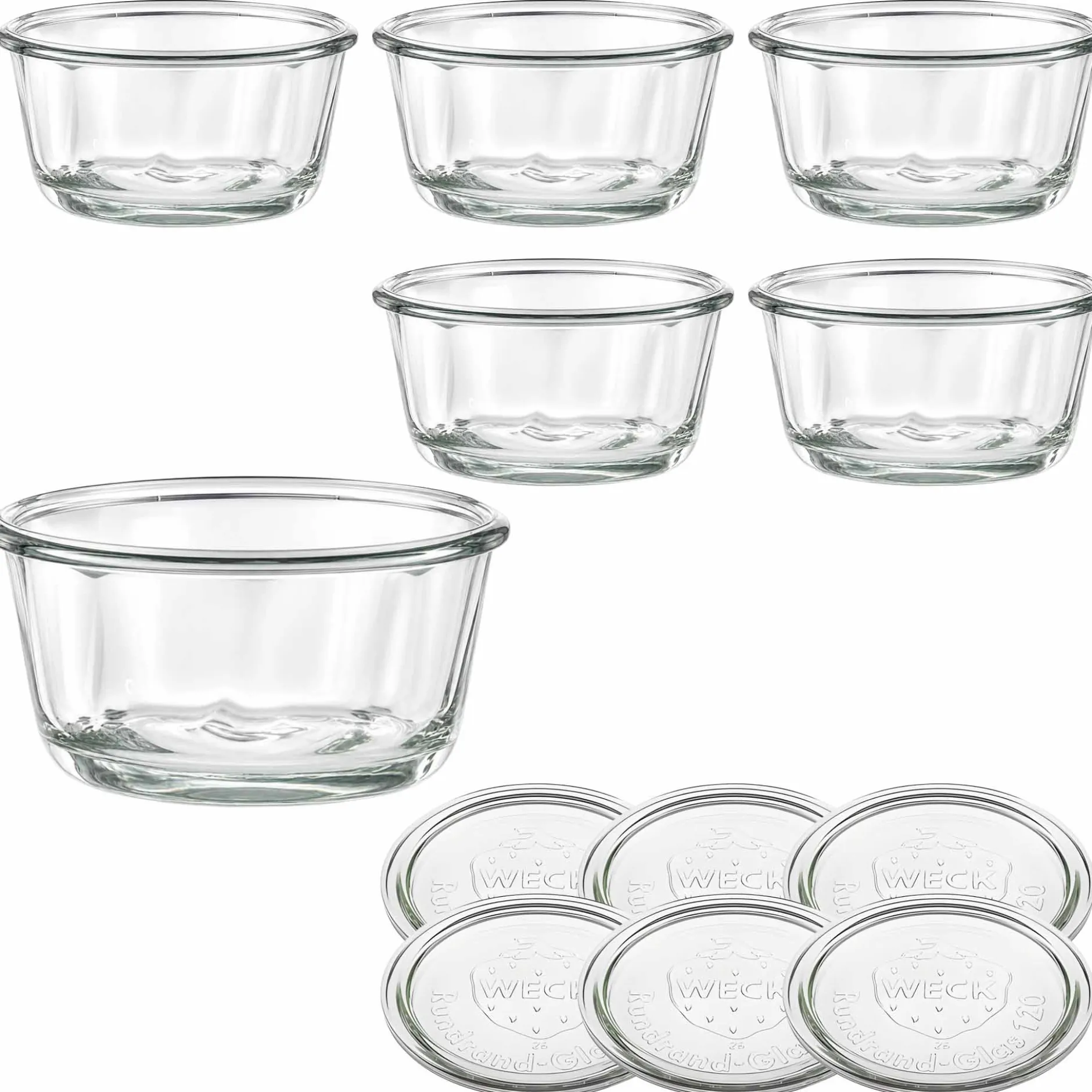 WECK-Gugelhupfglas 450 ml mit Glasdeckel, 6 Stück
