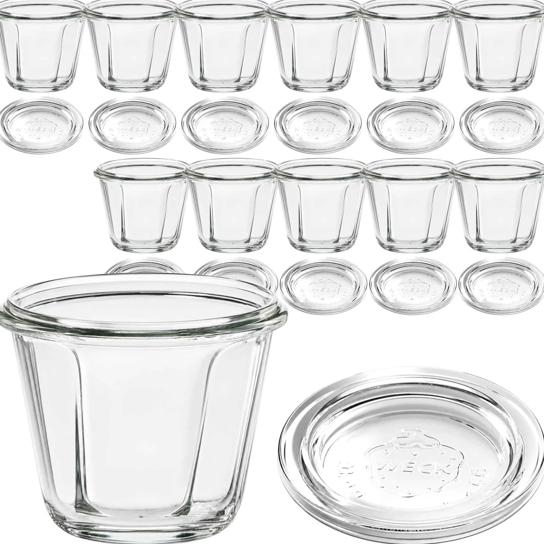 WECK-Gugelhupfglas 80 ml mit Glasdeckel, 12 Stück