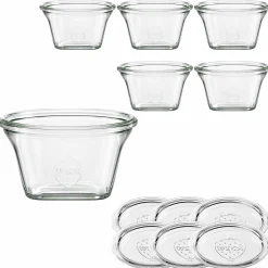 WECK-Quadroglas 290 ml mit Glasdeckel, 6 Stück