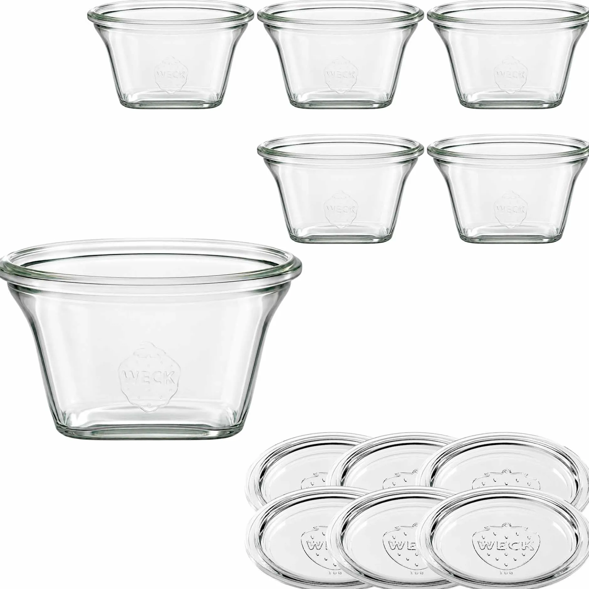 WECK-Quadroglas 290 ml mit Glasdeckel, 6 Stück
