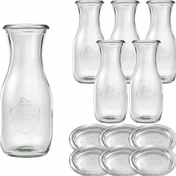 WECK-Saftflasche 530 ml mit Glasdeckel, 6 Stück