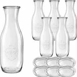 WECK-Saftflasche 1062 ml mit Glasdeckel, 6 Stück