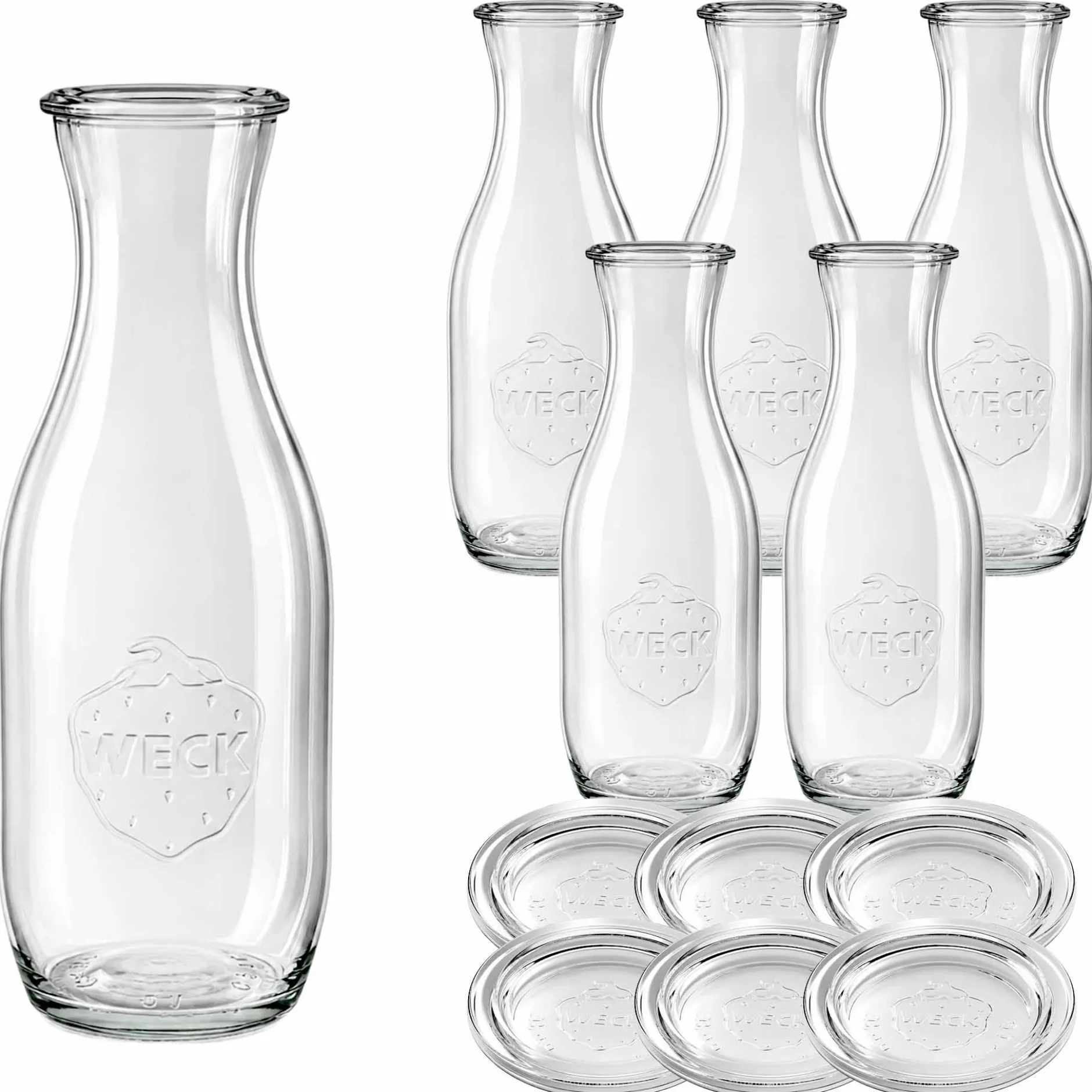 WECK-Saftflasche 1062 ml mit Glasdeckel, 6 Stück