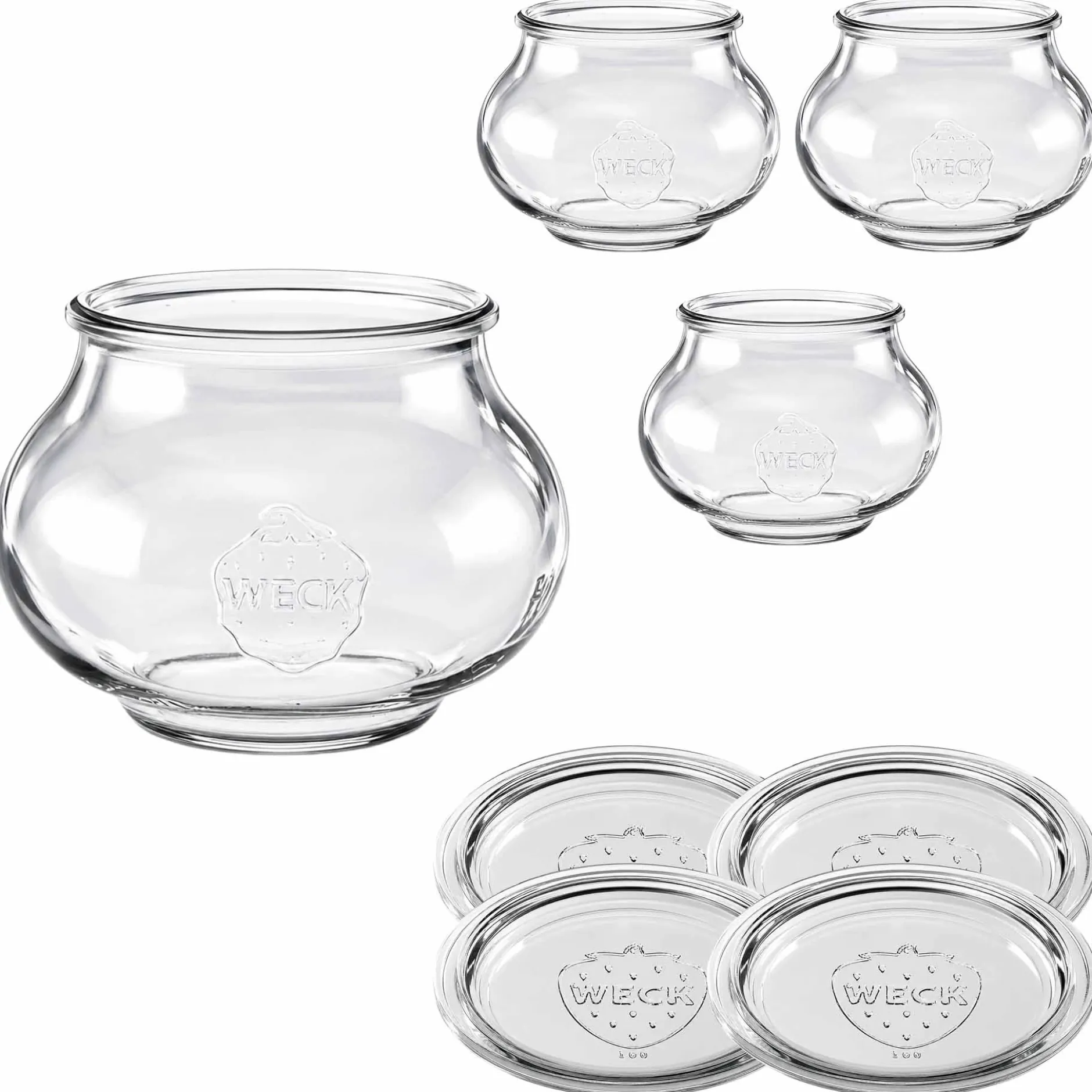 WECK-Schmuckglas 1062 ml mit Glasdeckel, 4 Stück