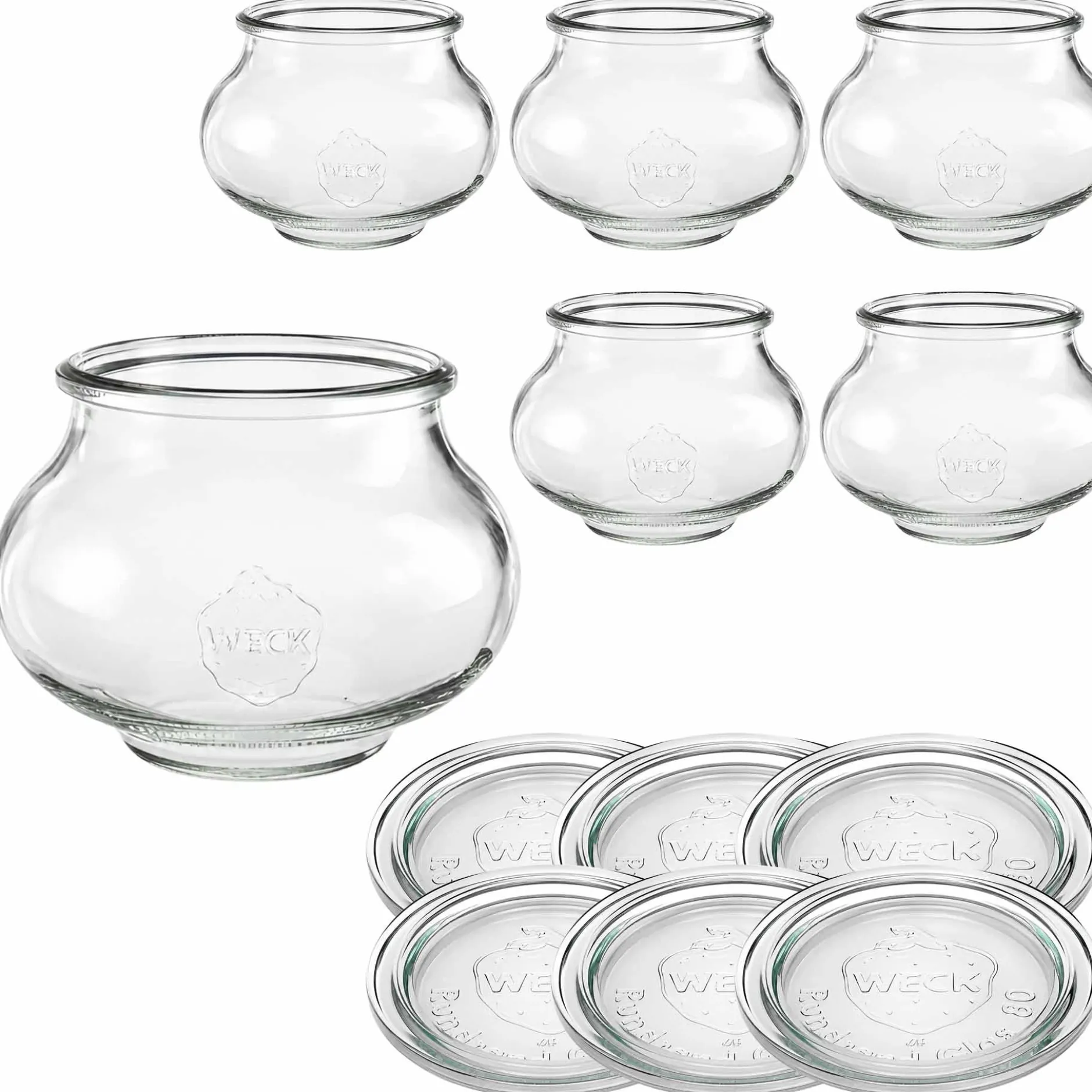WECK-Schmuckglas 560 ml mit Glasdeckel, 6 Stück