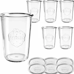 WECK-Sturzglas 850 ml mit Glasdeckel, 6 Stück
