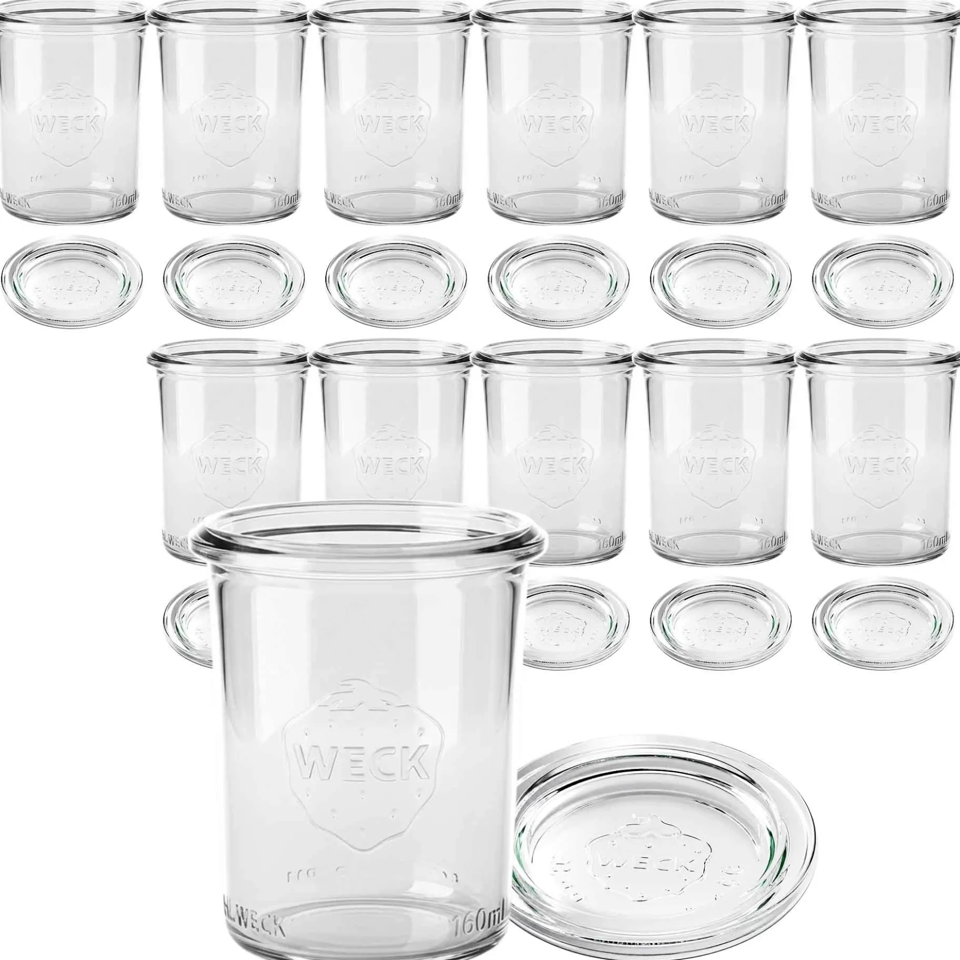 WECK-Sturzglas 160 ml mit Glasdeckel, 12 Stück