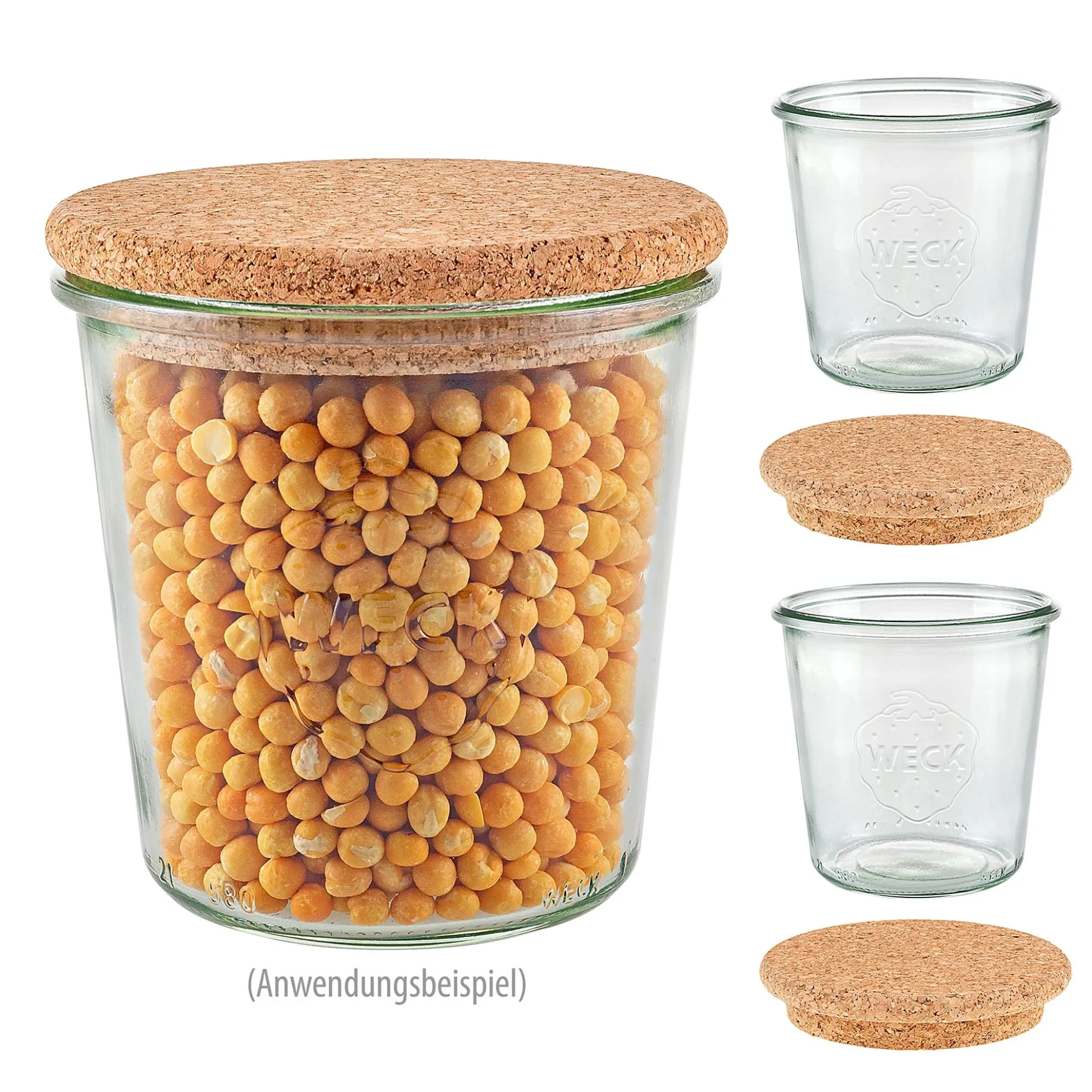WECK-Sturzglas 580 ml mit Pilzkorken, 3er Set