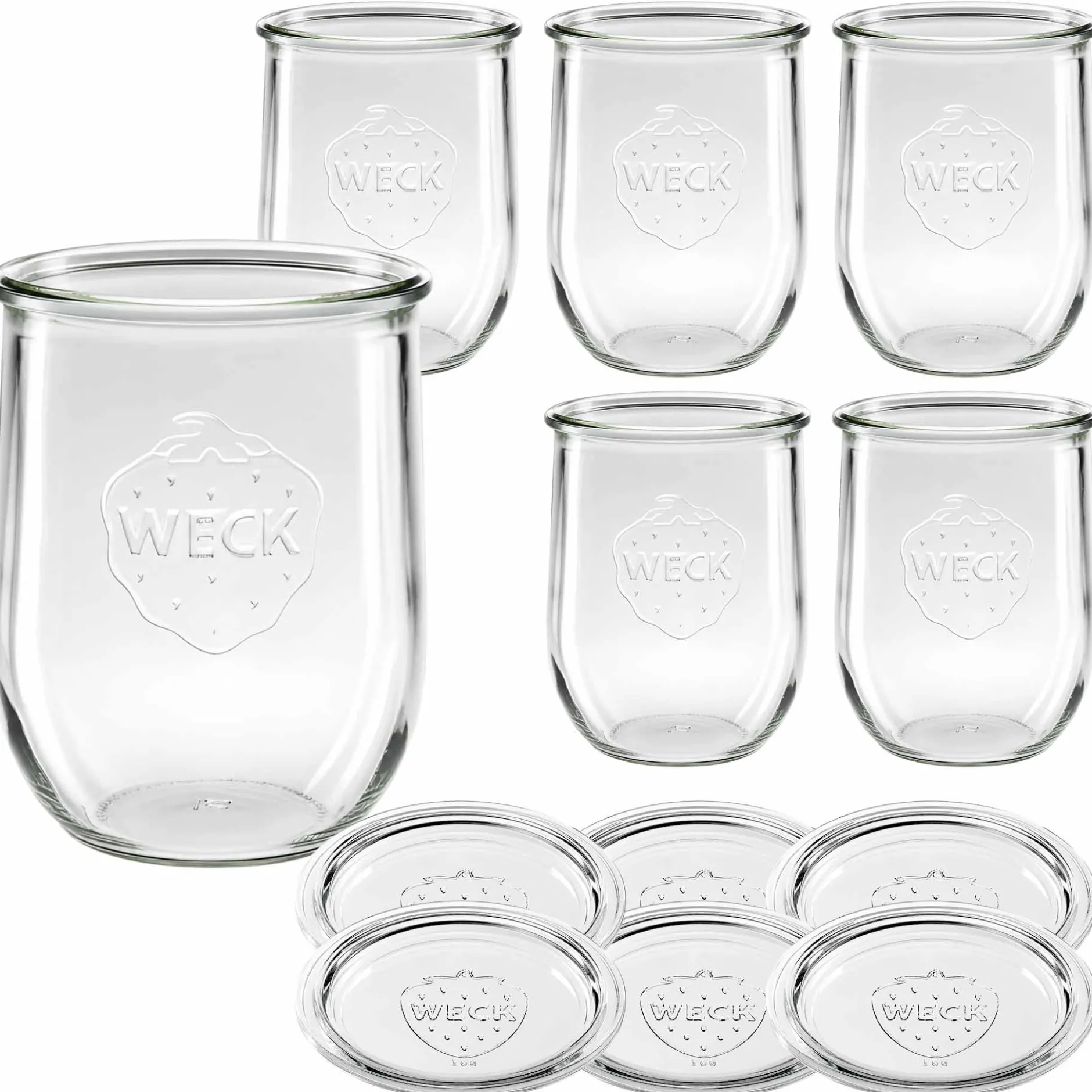 WECK-Tulpenglas 1062 ml mit Glasdeckel, 6 Stück