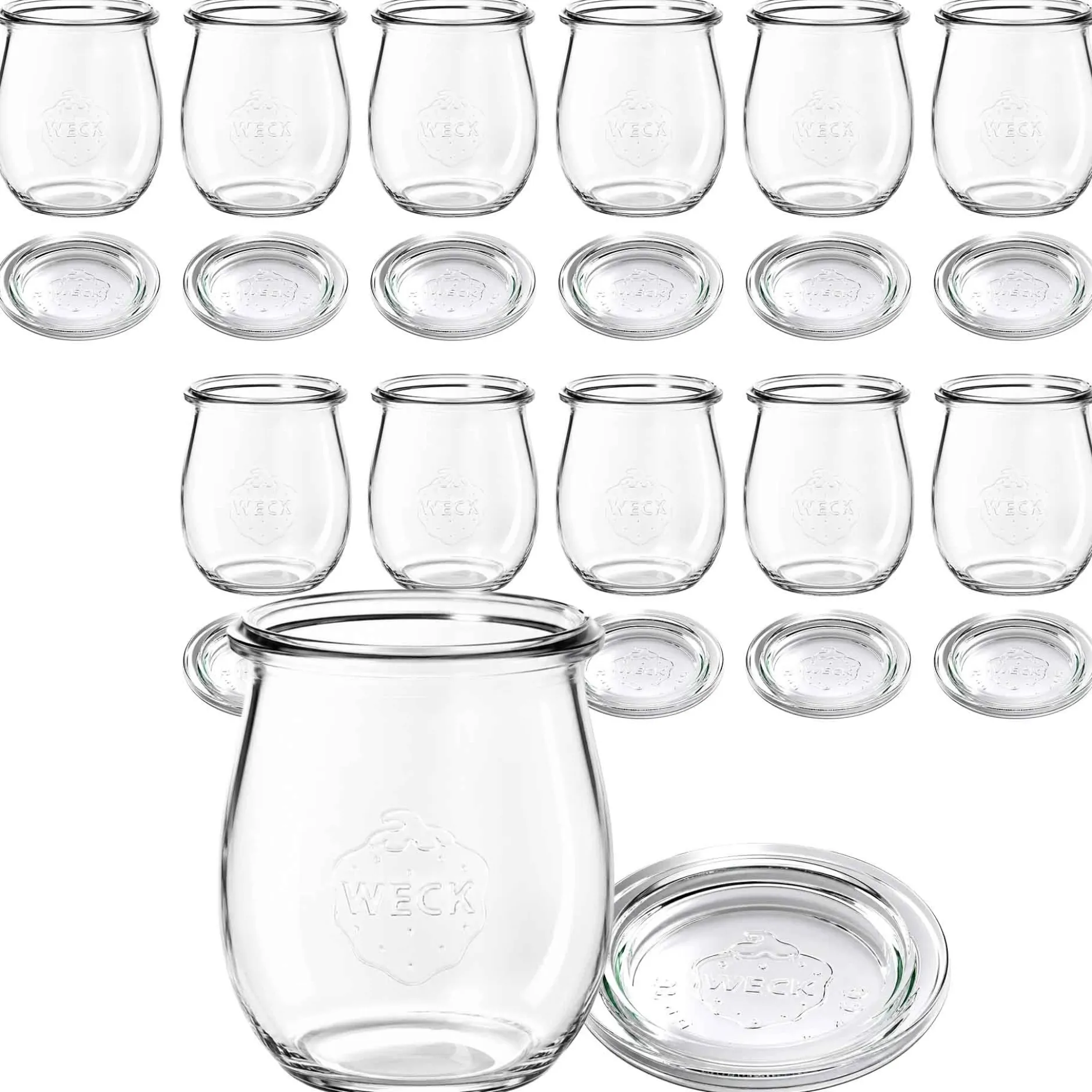 WECK-Tulpenglas 220 ml mit Glasdeckel, 12 Stück